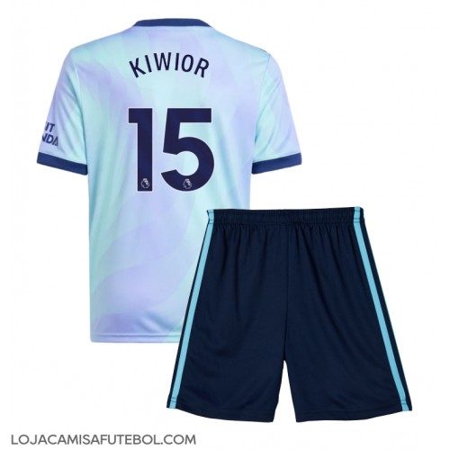 Camisa de Futebol Arsenal Jakub Kiwior #15 Equipamento Alternativo Infantil 2024-25 Manga Curta (+ Calças curtas)